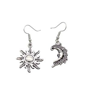 Trendy Boho Silver Moon and Sun Earring Set